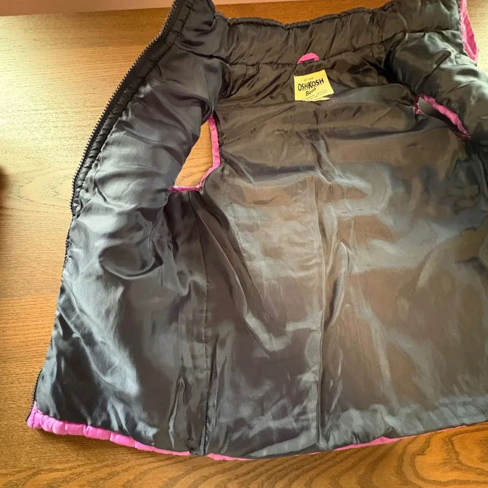 OshKosh Bgosh Girls Pink Puffer Vest Size 10 Full Zip‎ Quilted Sleeveless Jacket